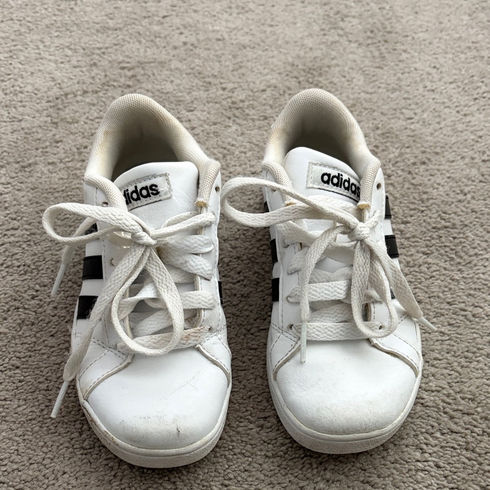 Adidas Kids White and Black Sneakers